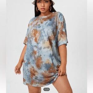 Tie dye shoulder tee dress
